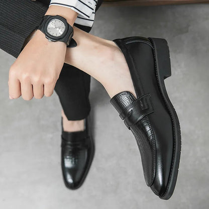 Męskie Eleganckie Skórzane Loafersy z Klasycznym Designem