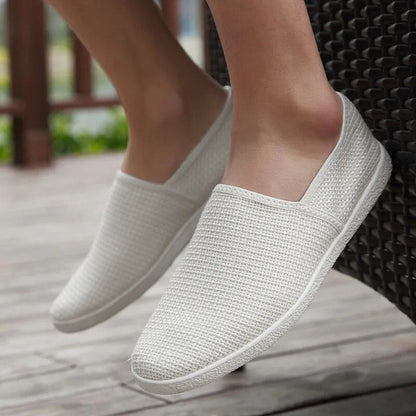 Męskie Eleganckie Lniane Loafersy z Komfortowym Wnętrzem