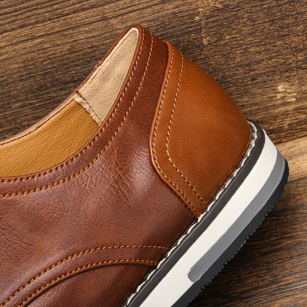 Męskie Eleganckie Skórzane Buty z Sznurowaniem i Wygodną Wkładką