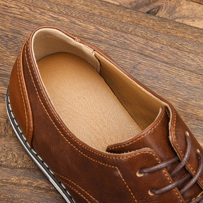 Męskie Eleganckie Skórzane Buty z Sznurowaniem i Wygodną Wkładką