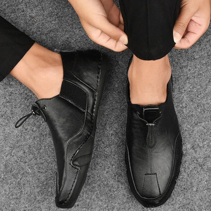 Męskie Eleganckie Skórzane Loafersy z Elastycznym Zapięciem