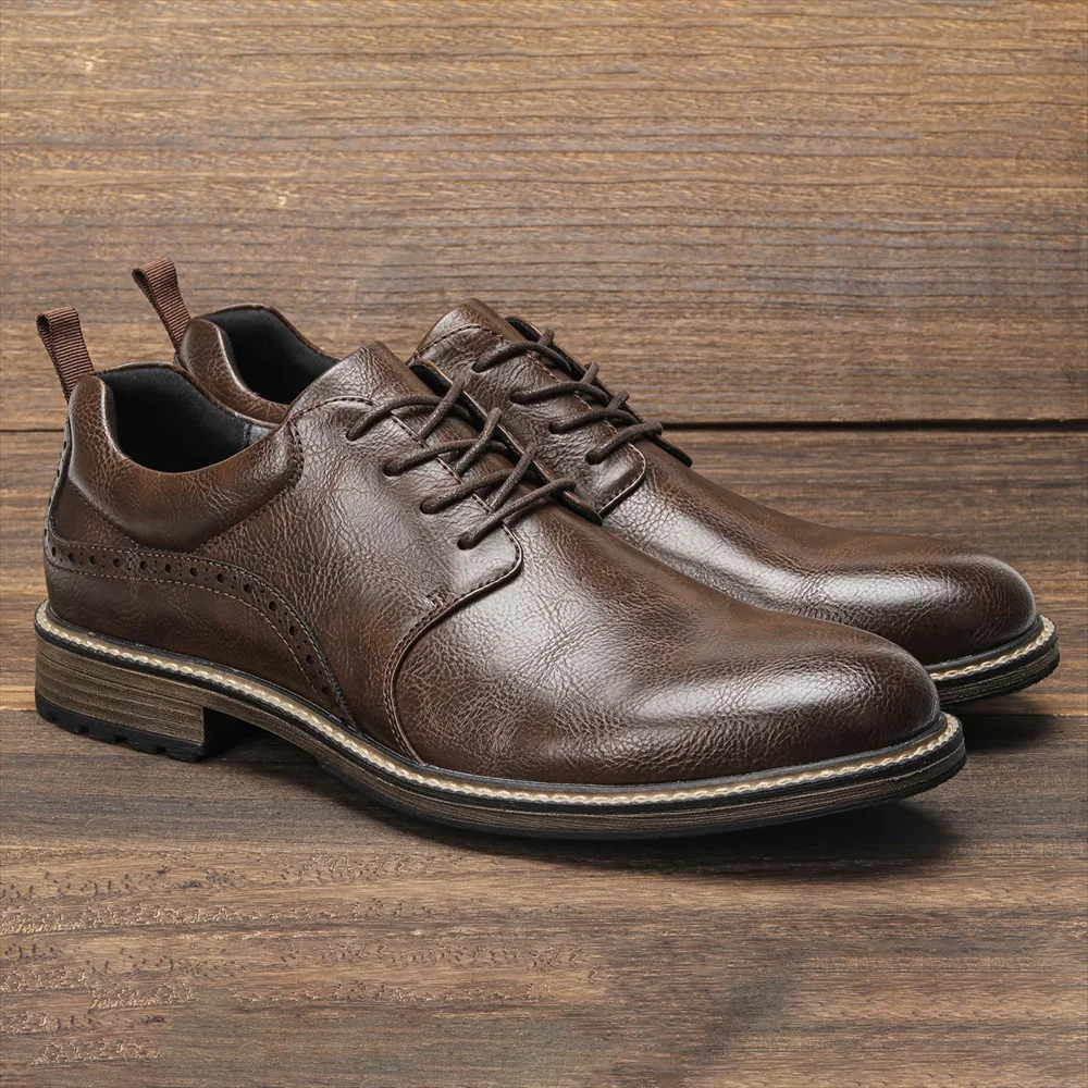 Variant image for Męskie Eleganckie Skórzane Buty z Antypoślizgową Podeszwą z Sznurówkami-1