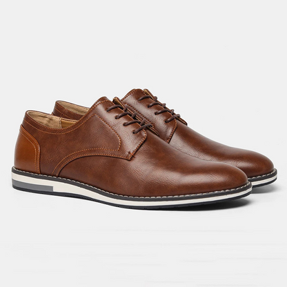 Męskie Eleganckie Skórzane Buty z Sznurowaniem i Wygodną Wkładką