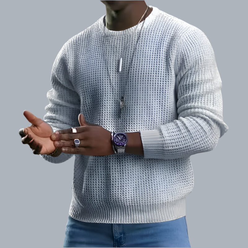 Casualny Jednokolorowy Sweter Dzianinowy Męski | Idealny na Jesień/Zimę