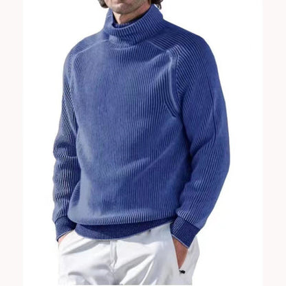 Ciepły Sweter w Paski z Kołnierzem Golf Męski | Idealny na Jesień/Zimę