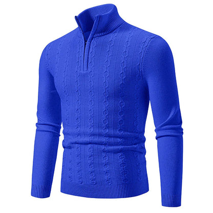 Casualny Slim Fit Sweter z Kołnierzem Z Zamekiem, Stojący Męski | Idealny na Jesień/Zimę