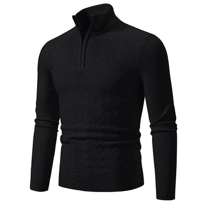 Casualny Slim Fit Sweter z Kołnierzem Z Zamekiem, Stojący Męski | Idealny na Jesień/Zimę