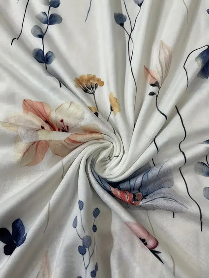 Damski Stylowy T Shirt Bawełna z Długim Rękawem z Kwiatowym Wzorem