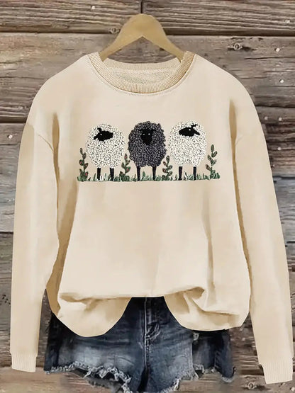 Wygodny Sweter z Motywem Owcy Damski | Idealny na Jesień/Zimę