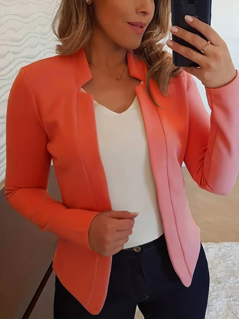 Casualowy Otwarty Blezer Ze Stójką I Gładkim Kolorem Damski | Idealny na Wszystkie Pory Roku
