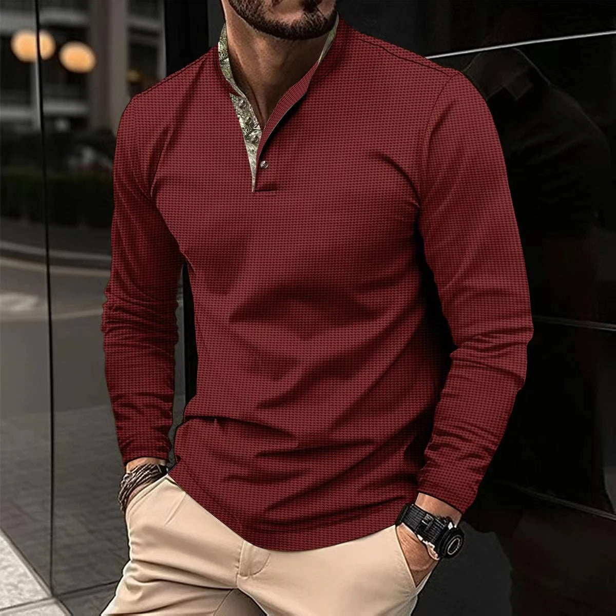 Stylowy Sweter z Długim Rękawem i Kołnierzem Męski | Idealny na Jesień/Zimę